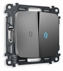 Выключатель проходной двухклавишный с подсветкой без рамки Ambrella Volt Quant MO654040