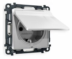 Розетка с заземлением и со шторкой, без рамки с крышкой Ambrella Volt Quant MA408010