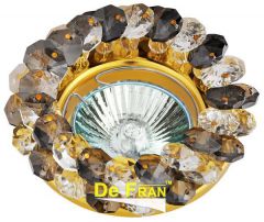 Точечный светильник De Fran FT 860 Gbl "Стекло с камнями" золото + черный MR16 1 x 50 вт