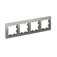  Systeme Electric ATLASDESIGN AIR 4-постовая РАМКА, СТАЛЬ/дымчатый черный