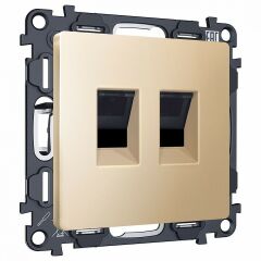 Розетка двойная Ethernet RJ-45 и со шторками, без рамки Ambrella Volt ALFA MA612110