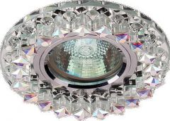 Точечный светильник De Fran FT 940 CL с торцевой светодиодной подсветкой хром зеркальный + кристаллы прозрачные 3000К LED/MR16