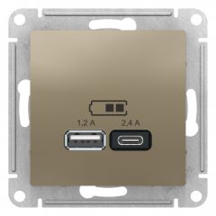  Schneider Electric ATLASDESIGN USB РОЗЕТКА A+С, 5В/2,4А, 2х5В/1,2А, механизм, ШАМПАНЬ