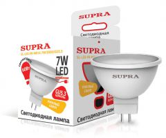 Лампа светодиодная Supra SL-LED-PR-MR16-7W/3000/GU5.3 Рефлектор MR16, мощность 7 Вт, теплый свет, цоколь GU5.3