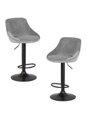 Набор 2 шт Стул барный Dobrin LOGAN BLACK, серый велюр (MJ9-75)