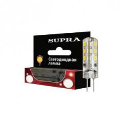 Лампа светодиодная Supra SL-LED-220V-3W/2700/G4 капсульная, мощность 3Вт, теплый свет, напряжение 220В, цоколь G4