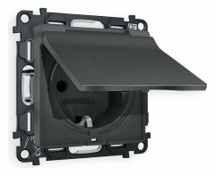 Розетка с заземлением и со шторкой, без рамки с крышкой Ambrella Volt Quant MA908010