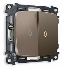 Выключатель проходной двухклавишный с подсветкой без рамки Ambrella Volt Quant MO634030
