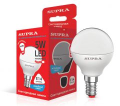 Лампа светодиодная Supra SL-LED-ECO-G45-5W/4000/E14-N Тип - G45, мощность 5 ватт, холодный свет, цоколь Е14