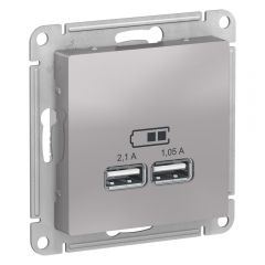  Schneider Electric ATLASDESIGN USB РОЗЕТКА A+A, 5В/2,1 А, 2х5В/1,05 А,механизм, АЛЮМИНИЙ