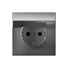  Systeme Electric ARTGALLERY РОЗЕТКА с заземл. со шторк. с крышк., 16А, IP20, механизм, быстрозажим. клем., СТАЛЬ