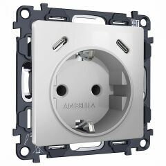 Розетка с заземлением и 2хUSB type C, без рамки Ambrella Volt ALFA MA410510