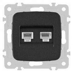 Розетка двойная RJ-11 и Ethernet RJ-45, без рамки Arte Milano am-205 205.44-1.black