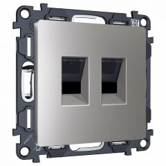 Розетка двойная Ethernet RJ-45 и со шторками, без рамки Ambrella Volt ALFA MA512110