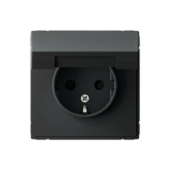  Systeme Electric ARTGALLERY РОЗЕТКА с заземл. со шторк. с крышкой, 16А, IP20, механизм, КАРБОН
