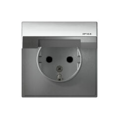  Systeme Electric ARTGALLERY РОЗЕТКА с заземл. со шт. с крышк, 16А, IP44, механизм, АЛЮМИНИЙ