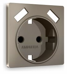 Накладка для розетки с заземлением и со шторками и 2хUSB type A Ambrella Volt Quant AP6390