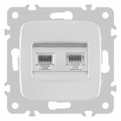 Розетка двойная RJ-11 и Ethernet RJ-45, без рамки Arte Milano am-205 205.44-1.silver