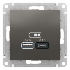  Schneider Electric ATLASDESIGN USB РОЗЕТКА A+С, 5В/2,4 А, 2х5В/1,2 А, механизм, СТАЛЬ