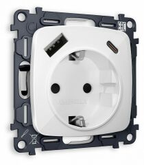 Розетка с заземлением и 2хUSB type A и C, без рамки Ambrella Volt MO MO110010