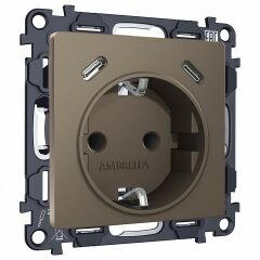 Розетка с заземлением и 2хUSB type C, без рамки Ambrella Volt ALFA MA640510