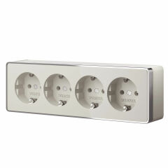  Werkel Розетка четверная с заземлением и шторками Gallant слоновая кость W5072204