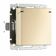  Werkel Розетка влагозащ. с зазем. с защит. крышкой и шторками N (шампань) W1171211