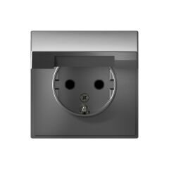  Systeme Electric ARTGALLERY РОЗЕТКА с заземл. со шторк. с крышкой, 16А, IP20, механизм, СТАЛЬ