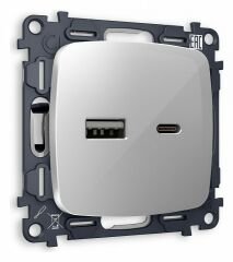 Розетка 2хUSB type A и C без рамки Ambrella Volt Quant MO411010