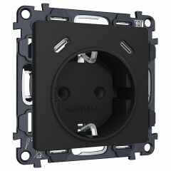 Розетка с заземлением и 2хUSB type C, без рамки Ambrella Volt ALFA MA810510