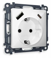 Розетка с заземлением и 2хUSB type A и C, без рамки Ambrella Volt Quant MA110010