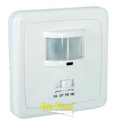 Датчик движения De Fran HR-S2 Датчик освещения, с акустическим детектором, радиус действия – 12м, диапазон обзора - 140 белый