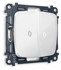 Выключатель проходной двухклавишный с подсветкой без рамки Ambrella Volt MO MO104035