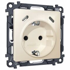 Розетка с заземлением и 2хUSB type C, без рамки Ambrella Volt MA MA310510