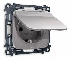 Розетка влагозащищенная с заземлением и со шторкой, без рамки с крышкой Ambrella Volt Quant MO508010