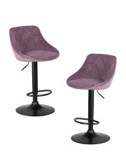Набор 2 шт Стул барный Dobrin LOGAN BLACK, пудрово-сиреневый велюр (MJ9-52)