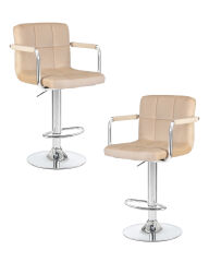 Набор 2 шт Стул барный Dobrin KRUGER ARM, бежевый велюр (MJ9-10)
