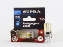 Лампа светодиодная Supra SL-LED-12V-3W/4000/G4 капсульная, мощность 3Вт, холодный свет, напряжение 12В, цоколь G4