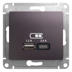  Schneider Electric GLOSSA USB РОЗЕТКА A+С, 5В/2,4А, 2х5В/1,2 А, механизм, СИРЕНЕВЫЙ ТУМАН