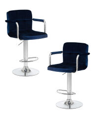 Набор 2 шт Стул барный Dobrin KRUGER ARM, синий велюр (MJ9-117)