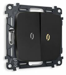 Выключатель проходной двухклавишный с подсветкой без рамки Ambrella Volt Quant MO804030