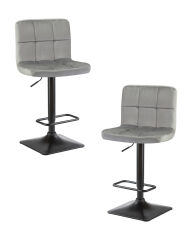 Набор 2 шт Стул барный Dobrin DOMINIC, серый велюр (MJ9-75)