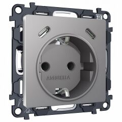 Розетка с заземлением и 2хUSB type C, без рамки Ambrella Volt ALFA MA510510