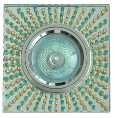 Точечный светильник De Fran FT 524 зеркальный со стразами хром зеркальный + стразы прозрачные и синие MR16 1 x 50 вт