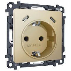 Розетка с заземлением и 2хUSB type C, без рамки Ambrella Volt ALFA MA610510
