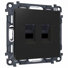 Розетка двойная Ethernet RJ-45 и со шторками, без рамки Ambrella Volt ALFA MA812110