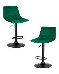 Набор 2 шт Стул барный Dobrin TAILOR BLACK, зеленый велюр (MJ9-88)