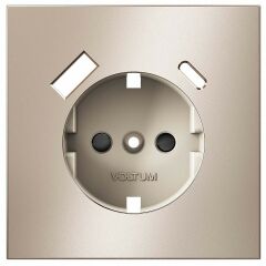 Накладка для розетки с заземлением и со шторками и 2хUSB type A и C Voltum S70 METAL VLSM001010