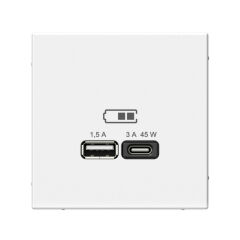  Systeme Electric ARTGALLERY USB РОЗЕТКА A + тип-C 45Вт высокоскор.заряд. QC, PD, механизм, БЕЛЫЙ