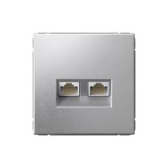  Systeme Electric ARTGALLERY РОЗЕТКА двойная компьютерная RJ45+RJ45, кат. 5е, механизм, АЛЮМИНИЙ